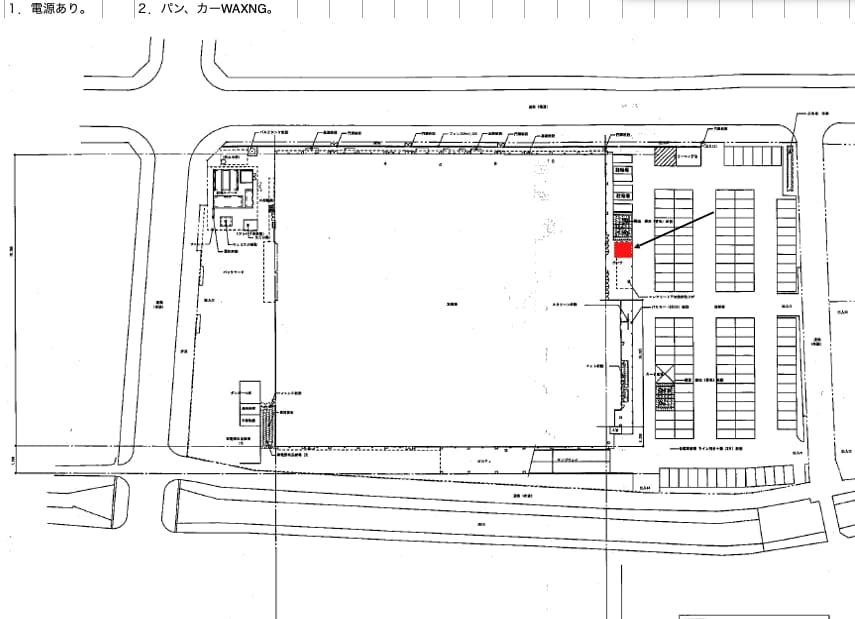 食品側入口 キッチンカーや物販用途に最適な総合ディスカウントストアの催事イベントスペースの図面・フロアマップ