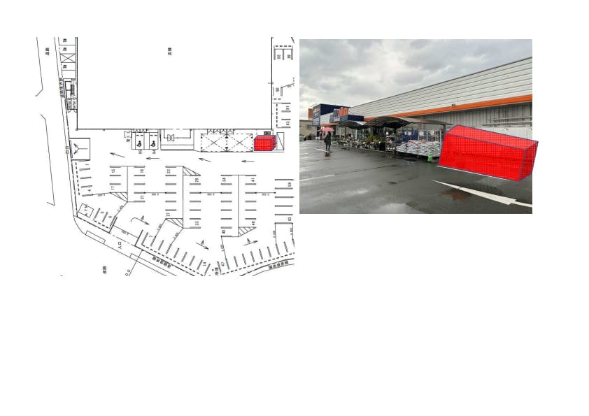 園芸外売場(右側) キッチンカーに最適な総合ディスカウントストアの催事イベントスペースの図面・フロアマップ