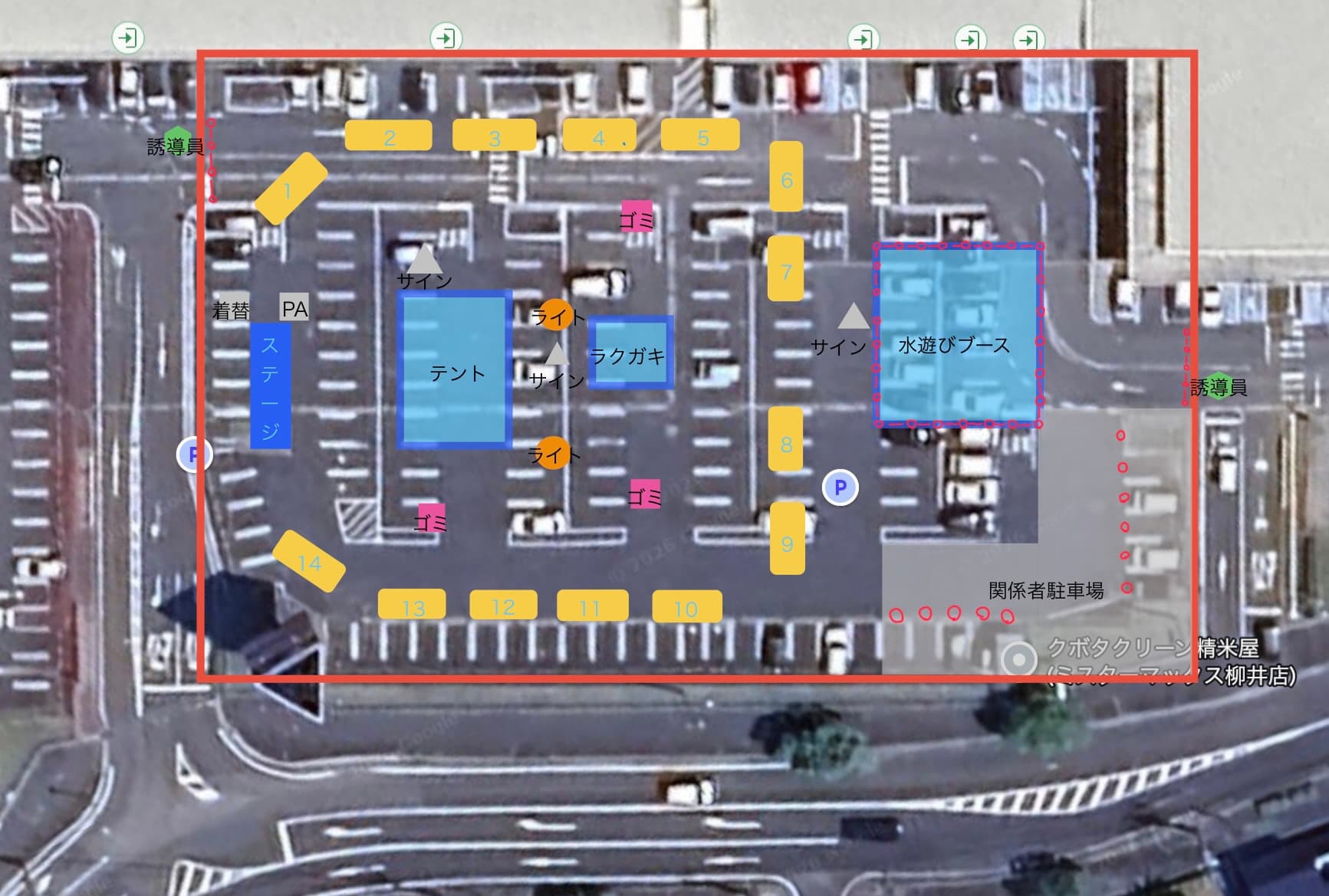 【8/13開催】『柳井金魚ちょうちん祭り』キッチンカー・屋台出店募集スペースの図面・フロアマップ